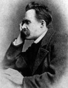 Friedrich Nietzsche strikes a contemplative pose.